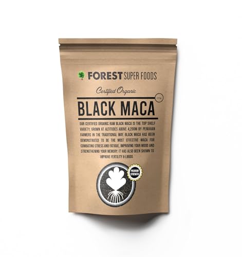 Forest Super Foods Certified Organic Potent Black Maca Root Raw 250g | 100% Pure | The most potent Maca variety - 3500mg per serve