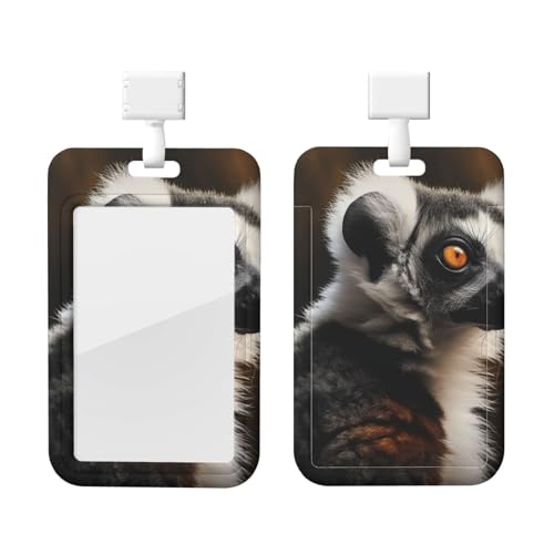 スライド式IDバッジホルダー 縦型クリアプラスチックケース 硬質プラスチックワークバッジスリーブ 動物 横向きIDカード ネームタグ バッジホルダー ストラップカードプロテクター付き IDクレジットカード用