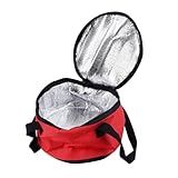 Sac Isotherme Rond, Sac Isotherme Repas Réutilisable Lunch Bag Sacs à Tarte Isothermes Ronds étanche Sac Dejeuner Pour Pique Nique école Bureau, 27,9 X 17,8 Cm (Rouge)