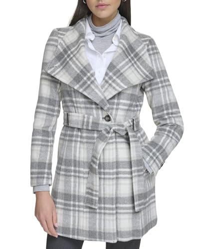 Calvin Klein Wool Wrap Jacket for Women - Polyester Blend Fabric - Two Welt Pockets at Hips - Toggle Cuffs