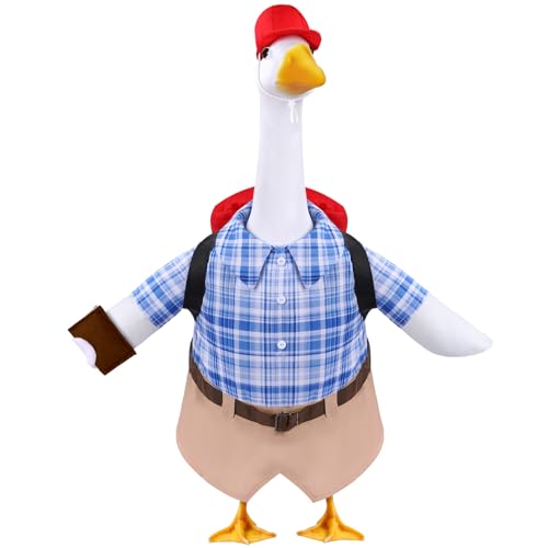 Celltestria Back to School Goose Outfits Porch Goose Costume with Schoolbag Book Blue Grid Goose Clothes for 23 Geese School Outdoor Patio Yard Lawn Garden Art Decoration
