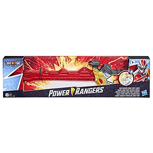 Power Rangers Dino Fury Sabre Ranger Dino Fury, com Efeitos Sonoros - F2999 - Hasbro, Vermelho, cinz