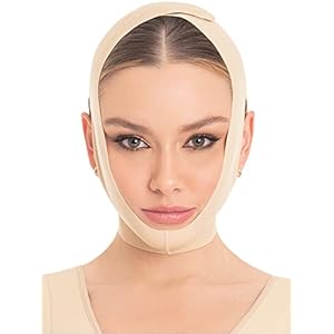 M&D Face Slimming Chin Strap Lipo Compression Garment Mentonera Postquirúrgica Facial Beige M