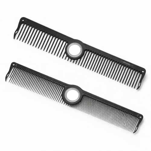Set de 2 peines para barbero con anillo, negro miniatura 1