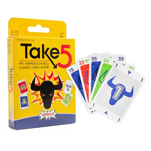 AMIGO Games Take 5 Classic Card Game - The Unpredicta-Bull Easy to Learn Strategic Game of Playing Cards in a Row - Perfect for Family Game Night - for Kids & Adults Ages 8 & Older