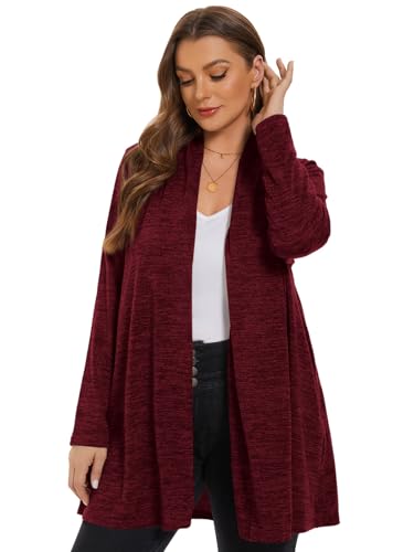 LARACE Open Front Cardigan for Women with Pockets Knit Sweater Plus Size Long Sleeve Tops Fall Clothes Loose Outwear2