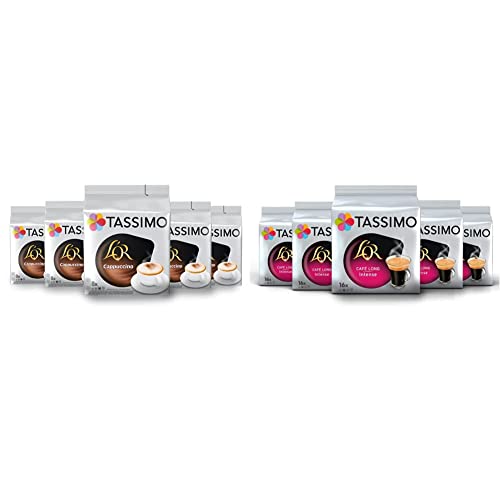 Tassimo - Café Dosettes - 120 boissons L'Or Cappuccino et Long Intense (lot de 5 x 24 boissons) - Rôtis forts - Capsules - Unité de compte : 120