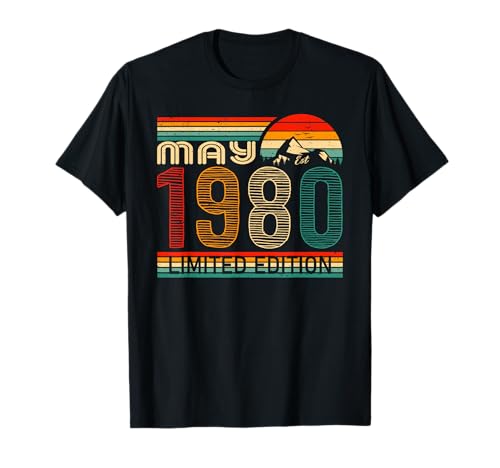 May 1980 Limited Edition Classic 1980 Year Vintage Birthday Maglietta