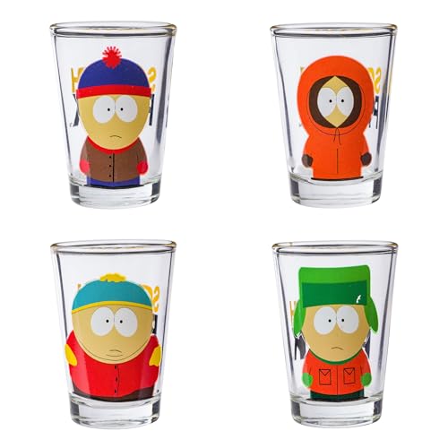 Silver Buffalo South Park Lot de 4 mini verres Stan, Kenny, Cartman et Kyle, 42,5 g