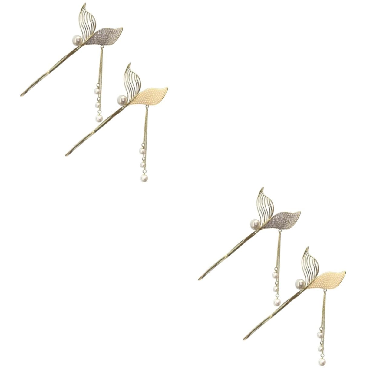 2 Fischschwanz-Haarspangen Mit Quaste – Metall & Strass, Für Elegante Frisuren, 18 Cm Lang