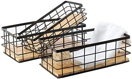 DNANAOL Small Wire Basket - 3PCS Metal Basket for Storage, Small Basket for Kitchen Countertop, Bathroom Washstand, Living Room, Laundry Room, Dressing Table