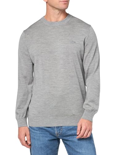Lacoste Men's Merino Wool Crew Neck Sweater, Heather Agate, Small