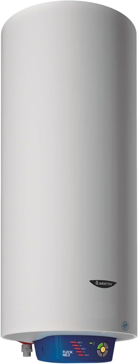 Ariston, Fleck Nilo - Termo Eléctrico 75 Litros, Calentador de Agua Eléctrico Horizontal y Vertical Eficiente, Calentadores 41.3x43x95 Fabricado para Instalación en España - Eficiencia B, Rango (A+/F)