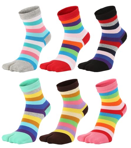 Image of Women's Solid 2 Toe Flip Flop Tabi Socks Geta Ankle Cotton 5 /6 Pairs