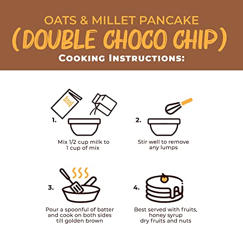 Image of Foodstrong Oats and Millets Double Choco Chip Pancake Mix, High Protein & Fibre, No Maida, No Refined Sugar - Made With Jaggery, Eggless Instant Breakfast Mix 250G (Pack Of 2)