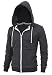 "DELIGHT" Men's Fashion Fit Full-zip HOODIE with Inner Cell Phone Pocket (US LARGE, CHARCOAL)