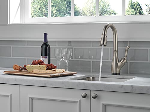 Delta Faucet Leland Touch Bar Faucet Brushed Nickel, Single Hole Wet Bar Faucets with Pull Down Sprayer, Prep Sink Faucet, Delta Touch2O Technology, SpotShield Stainless 9678T-SP-DST