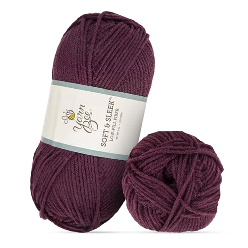 Image of Hobby Lobby Yarn Bee Soft & Sleek Yarn, 100% Low Pill Acrylic, Crocheting & Knitting (Plum)