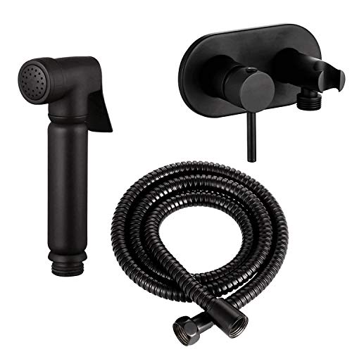Ensemble de douchette design WC/bidet Shattaf - Avec mitigeur - Couleur : noir mat