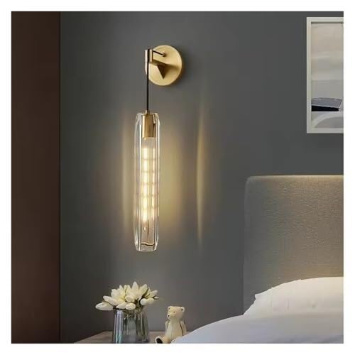 CWCQGH Mid Century Vintage Copper LED Wall Lamp,Brass Indoor Wall Light Fixture,Creative Smoke Gray Decoration Wall Mounted Lamp for Bedroom Living Room Study Room Dining Room,Clear
