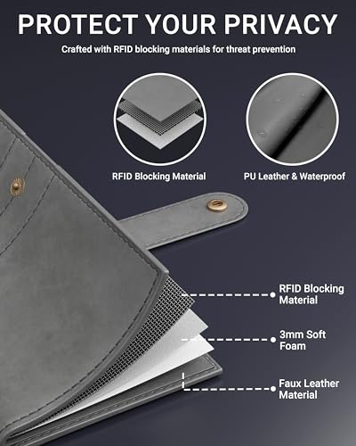 Image of FEDUS Leather Premium Long Currency Holder,Passport Holder for Unisex, Wallet with Card Holder,Id Card,Ticket,Currency,Boarding Pass Slots RFID Protected Travel Accessories Organiser,Grey