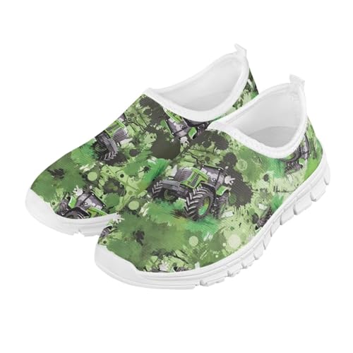 Ctsgobvahy Tractor Toddler Girls Boys Jogging Shoes, Kids Stylish Slip On Flats Polyester Sports Shoes, Lightweight Non-Slip Eva Sole Children's Shoes for Running/Walking