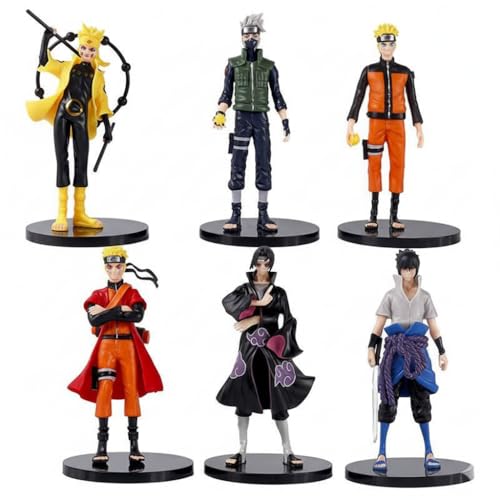 Image of Naruto Action Figure Set of 6 Anime Action Figures Toys, 16 cm Detailed PVC Shippuden Characters for Kids & Collectors, Desk Home Car Display Gift (Naruto Set of 6)