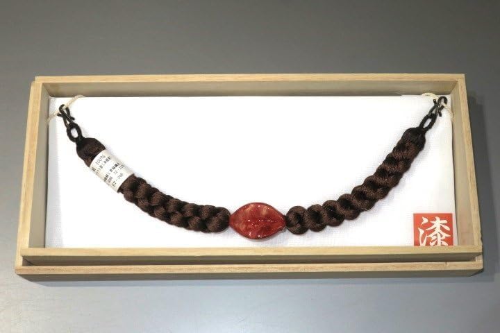 漆細工の男物羽織紐 К皆中オリジナル一点物 唐茶の組紐