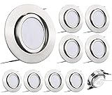KYOTECH LED Einbaustrahler Dimmbar Schwenkbar 230V 5W Einbauleuchten Ultraflach Einbauspot Lochmass φ68-75mm 400LM Warmweiss 3000K Spot Einbautiefe 25mm Deckenspots 9er Set