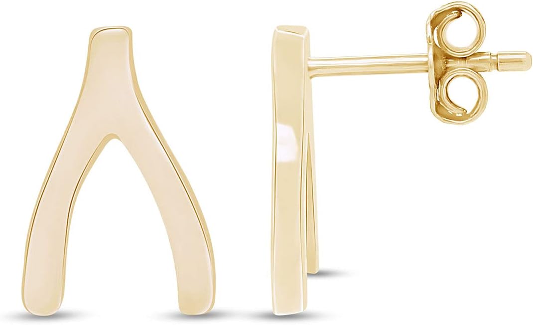 AFFY Sterling Silver Lucky Wishbone Stud Earrings in 14k Gold Over Sterling Silver - Image 3