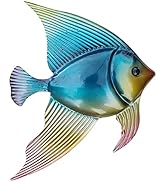 CREATCABIN Poisson Métal Mur Art Suspendu Ornement Mural Bleu Vie Marine Animal Artisanat Art Orn...