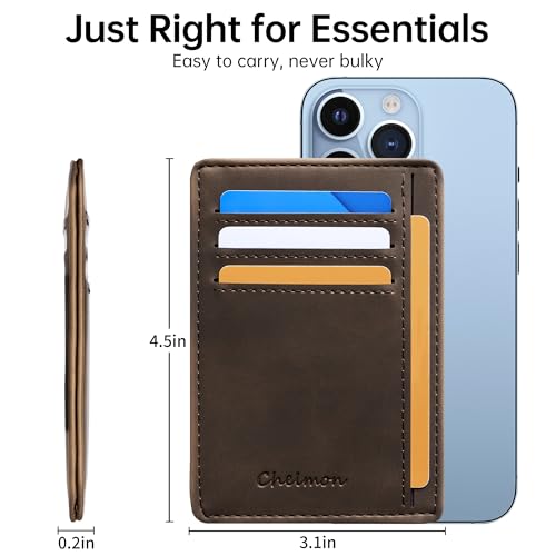 Image of Chelmon Slim Wallet for Men, Minimalist Front Pocket RFID Blocking Credit Card Holder