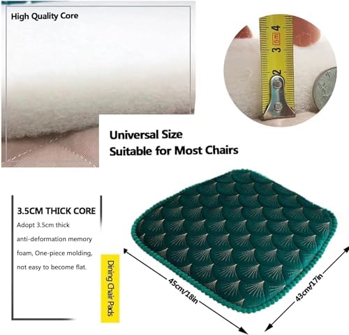 Memory Foam Chair Cushions Set of 1/2/4/6 - Non-Slip Square Pads for Dining Chairs, 45x43cm, Soft and Comfortable, Ties Included for Secure Fit