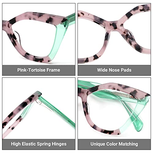 Image of Zeelool Stylish Acetate Cat Eye Glasses Frame with Non-prescription Clear Lens Women Oversized Eyewear Spitler ZJGA100148