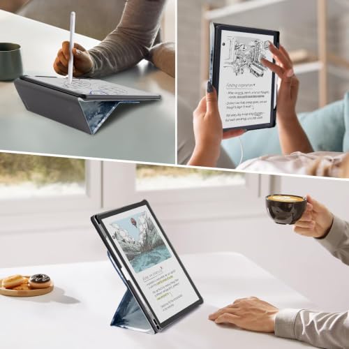 Image of CoBak Case for 11 inch Kindle Scribe 3rd Generation 2025, Kindle Scribe Colorsoft with Two Viewing Angles - All New PU Leather Cover with Auto Sleep Wake, Pen Holder. Forest