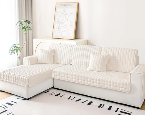Sofa Überzug- für 1-4 Sitzer, Samt sofa überwurfdecke- mit Rutschfester Unterlage, Sofa überzug l form Sofa Cover Couch Überzug für Haushalte mit Hunden ,Verdicken Sofa Überzug Ecksofa für den Winter