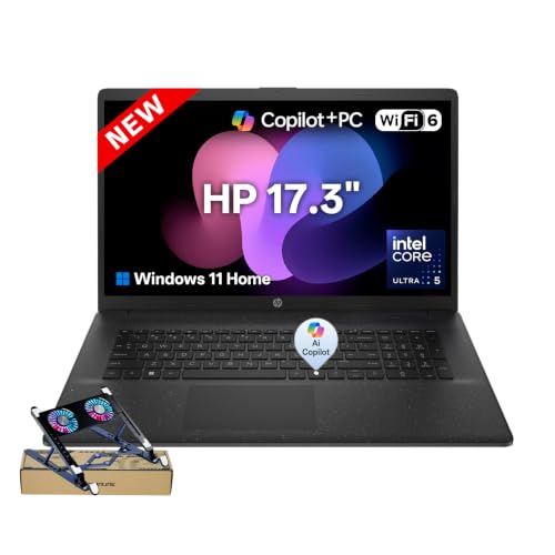 Image of HP 17.3 inch Business Copilot AI Laptop, Intel Ultra 5 255U,16GB DDR5 1TB SSD | 17.3 inch Large Display for More Workspace&AI Task, Numeric Keypad, Battery Fast charge, Wi-Fi 6, Windows 11 Home, w / PCO Cooler
