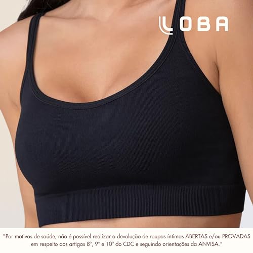 LOBA BY LUPO Kit 2 Top Power Basic Sem Costura Canelado Feminino Adulto, 2 Preto, GG