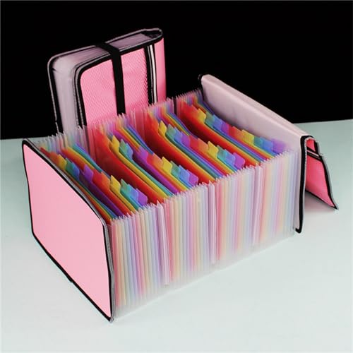 Pochettes et trieurs à soufflets robustes en tissu Oxford de couleur rose