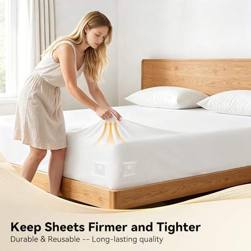 Bed Sheet Holders for Corners and Sides, 4Pcs Heavy Duty Sheet Straps & Grippers, Mattress Sheet Holder Keep Sheets Tight All Night, Universal Fit for Fitted Sheets, Queen King Twin RV - image 8