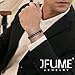 JFUME Magnetic Bracelets for Men, 18K Gold Plated Stainless Steel Bracelet with PVD Black & Gold Finish, Includes Link Removal Tool, Adjustable 8.5 Inch