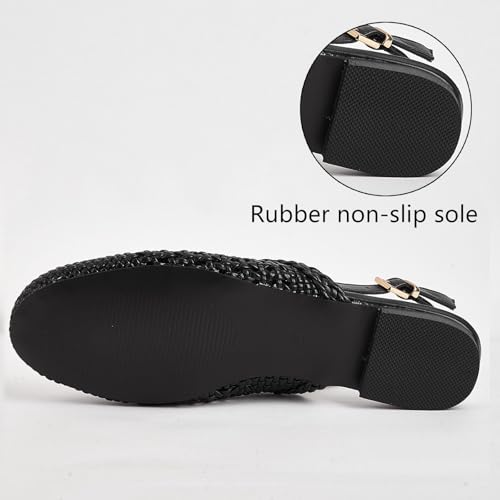 Women Mesh Woven Closed Toe Sandals Slingback Flats Fashion Breathable Ballet With Adjustable Buckle Mules for Formal Occasions3