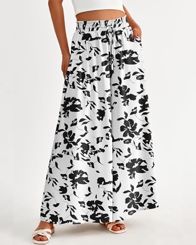 Btfbm Women Boho Floral Beach Pants Spring Summer Drawstring High Waisted Wide Leg Palazzo Pants Lounge Flowy Pants 2024 thumb #2