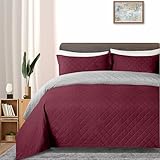 Yamel Hogar Colcha Ligera Doble Vista Tradicional, Burgundy-Perla King Size
