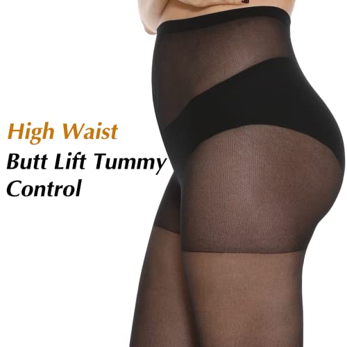 Yilanmy 6 Pairs Women's Sheer Tights 20D High Waist Pantyhose for Women with Reinforced Toes3