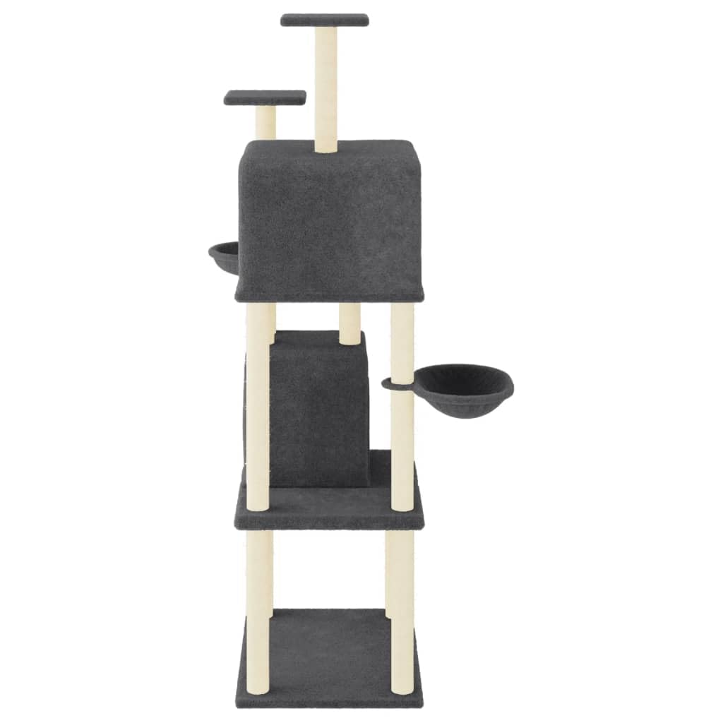 vidaXL Rascador para Gatos con Postes de sisal Gris Oscuro 180 cm