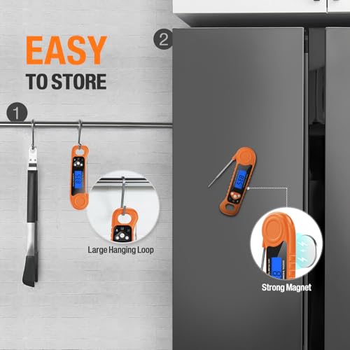 AMMZO Digital Meat Thermometer for Grilling, Candy Thermometer Instant Read Food Thermometer Waterproof with Backlight for Cooking, Deep Fry, BBQ, Grill, Smoker and Roast (Orange) image 6