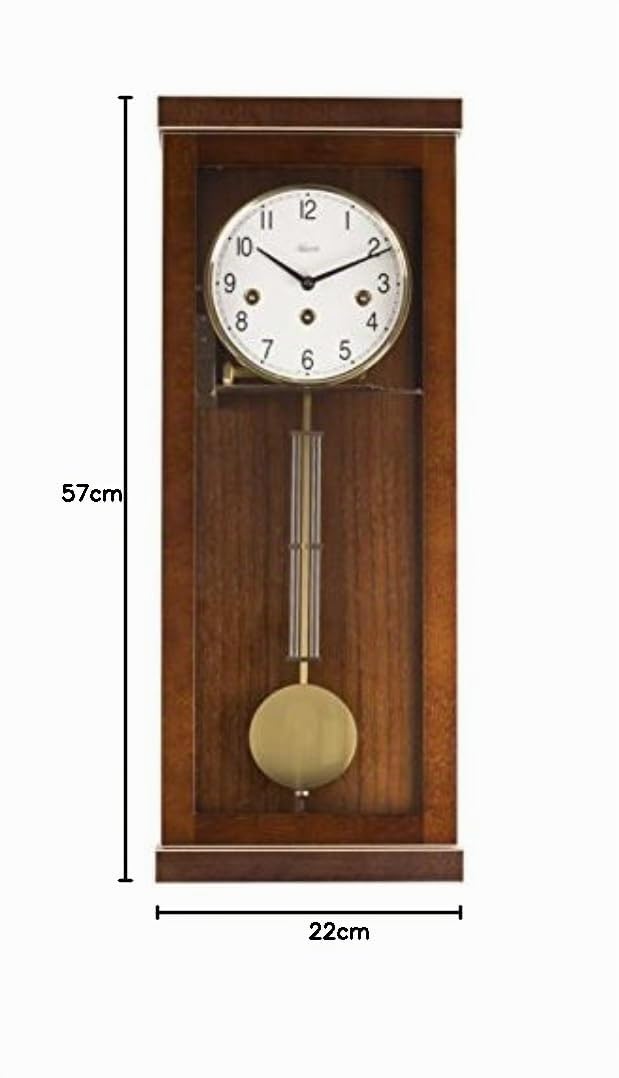 Hermle Reloj de Pared, Madera, Nogal, 57 cm x 22,5 cm x 13 cm