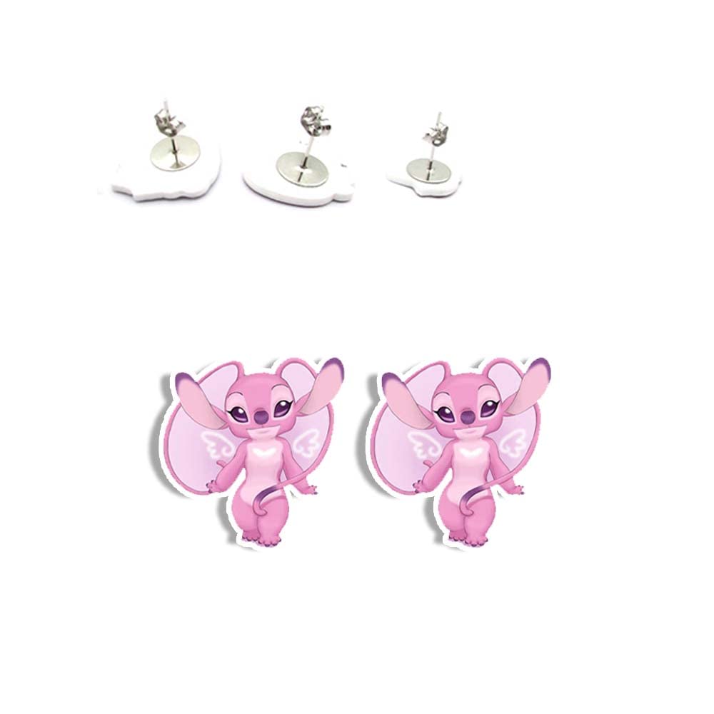 Stud Studs Earring Pair Earrings Cute Y2K Kawaii Cute Japanese Art Hoe Culture Harajuku Aesthetic Retro KPOP Shrinky Plastic Tiny Small Mini Pin Angel Lilo Stitch Experiment 625