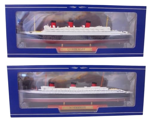 OPO 10 - Set of 2 Miniature replicas of The Famous transatlantic Liners Normandie + RMS Queen Mary Scale 1/1250 or 25 cm - PA2 - Image 4